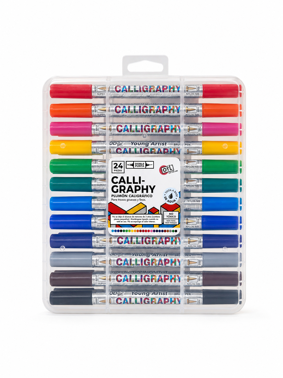 Plumón Caligraphy 24 pzas. Multicolor de Doble punta