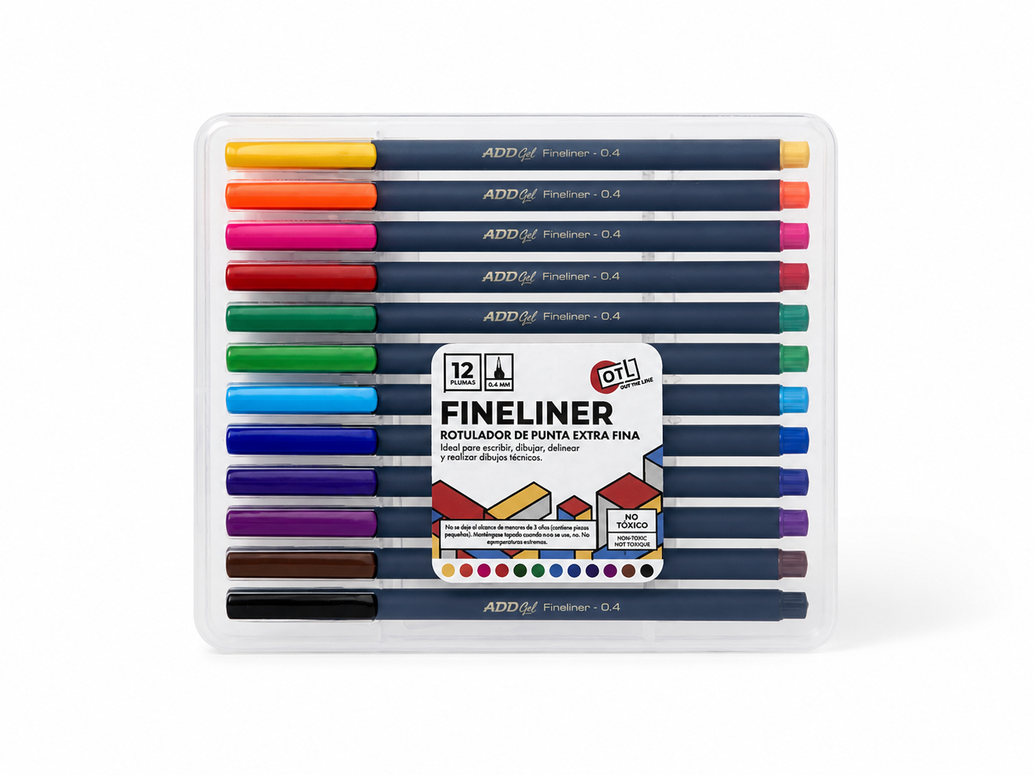 Plumón FIneliner 12 pzas. Multicolor punta fina