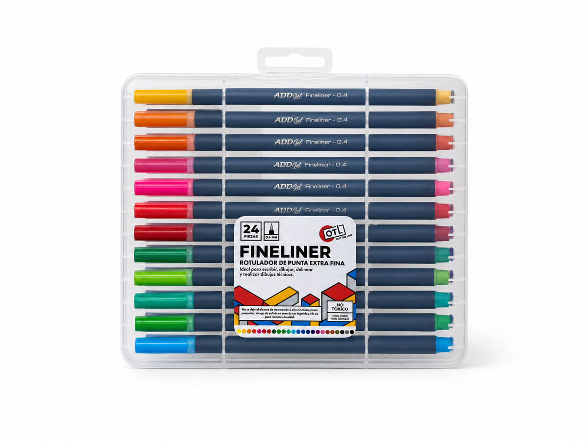 Plumón FIneliner 24 pzas. Multicolor punta fina