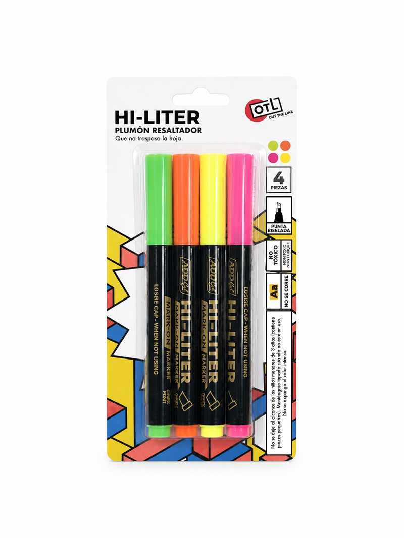 Marcador Resaltador 4 pzas. Varios Colores-zoom-