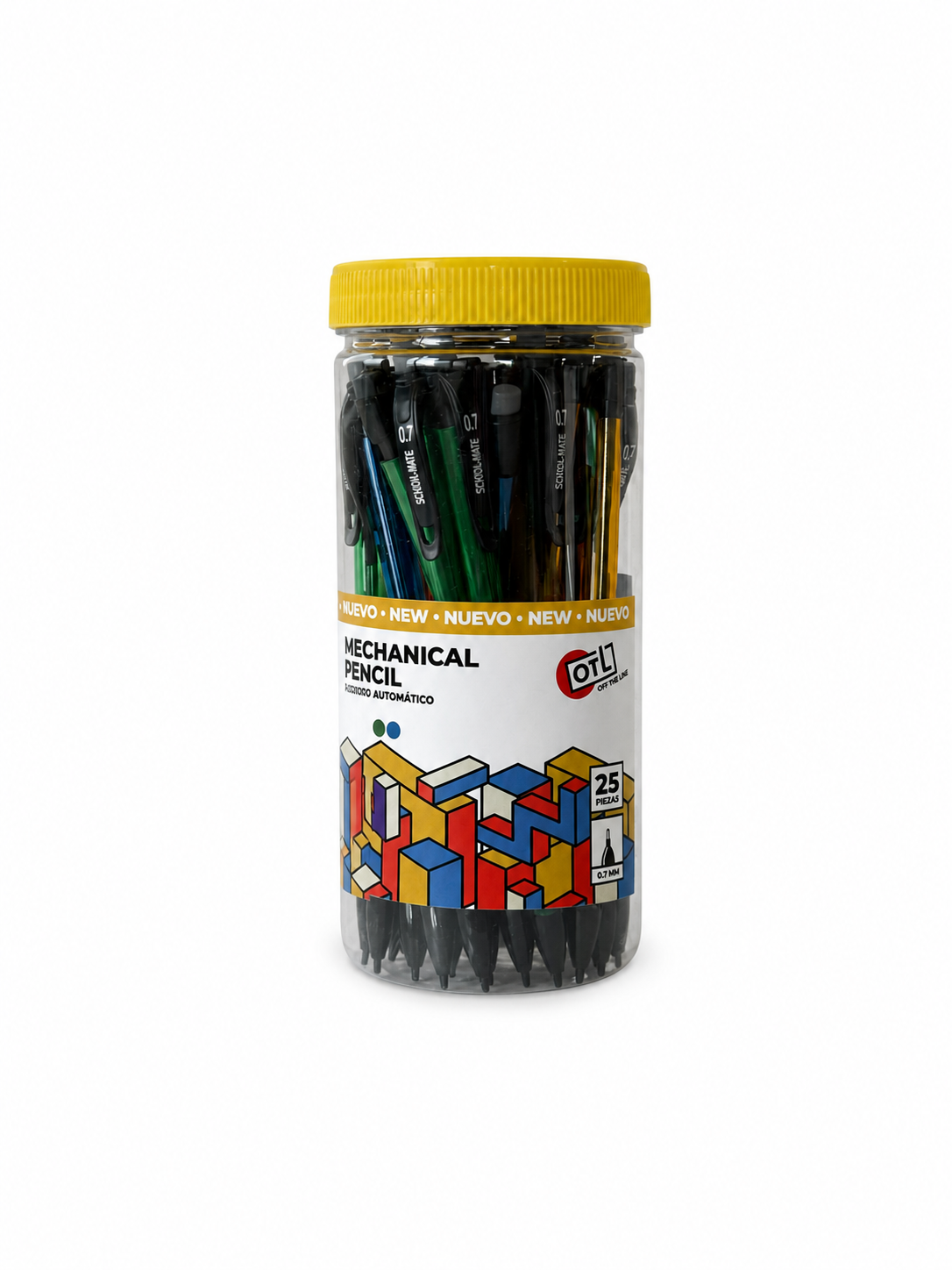 Lapicero Mecanico 1 set de 25 Lapiceros mecanicos con cuerpo de 5 colores diferentes-1