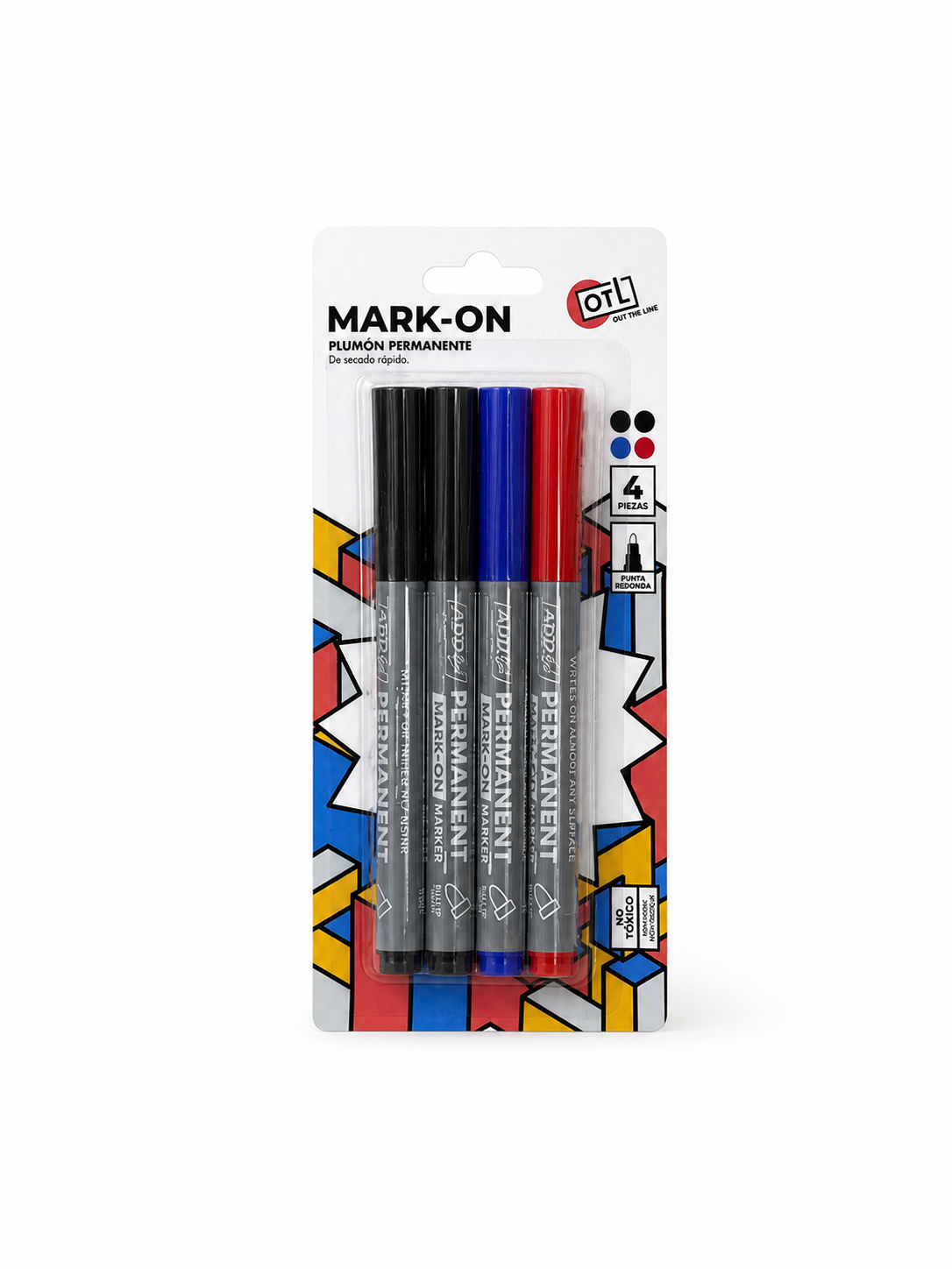Plumón Permanente Mark-on  4 pzas. Varios Colores