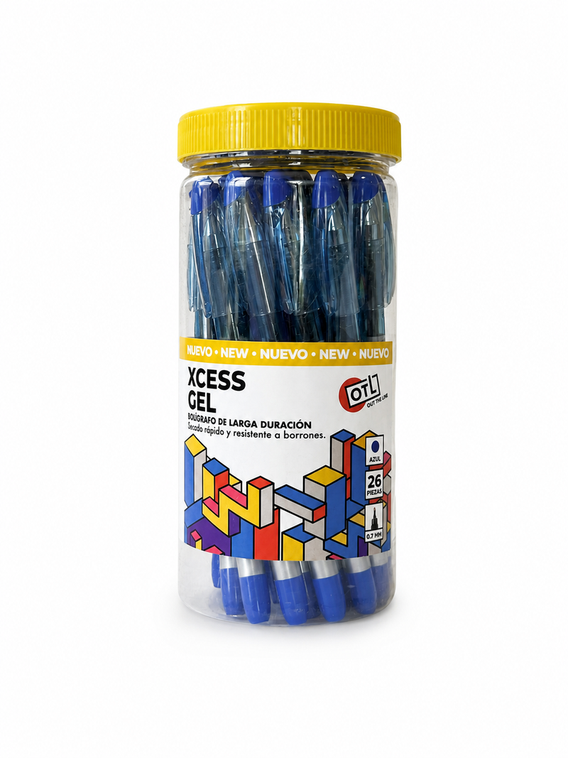Plumas Xcess Gel 26 pzas azul-zoom-