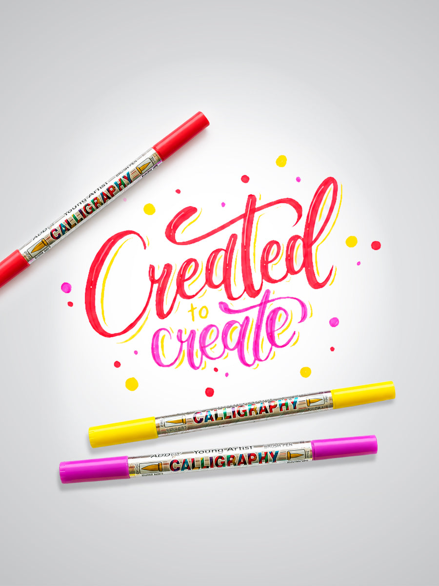 Plumón Caligraphy 12 pzas. Multicolor de Doble punta